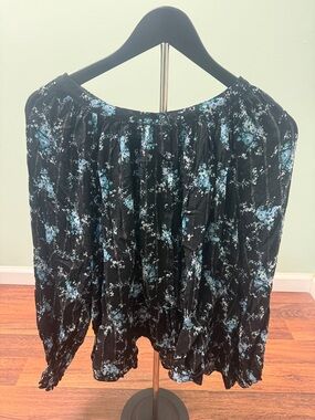 Black Floral Tunic with Blue Print